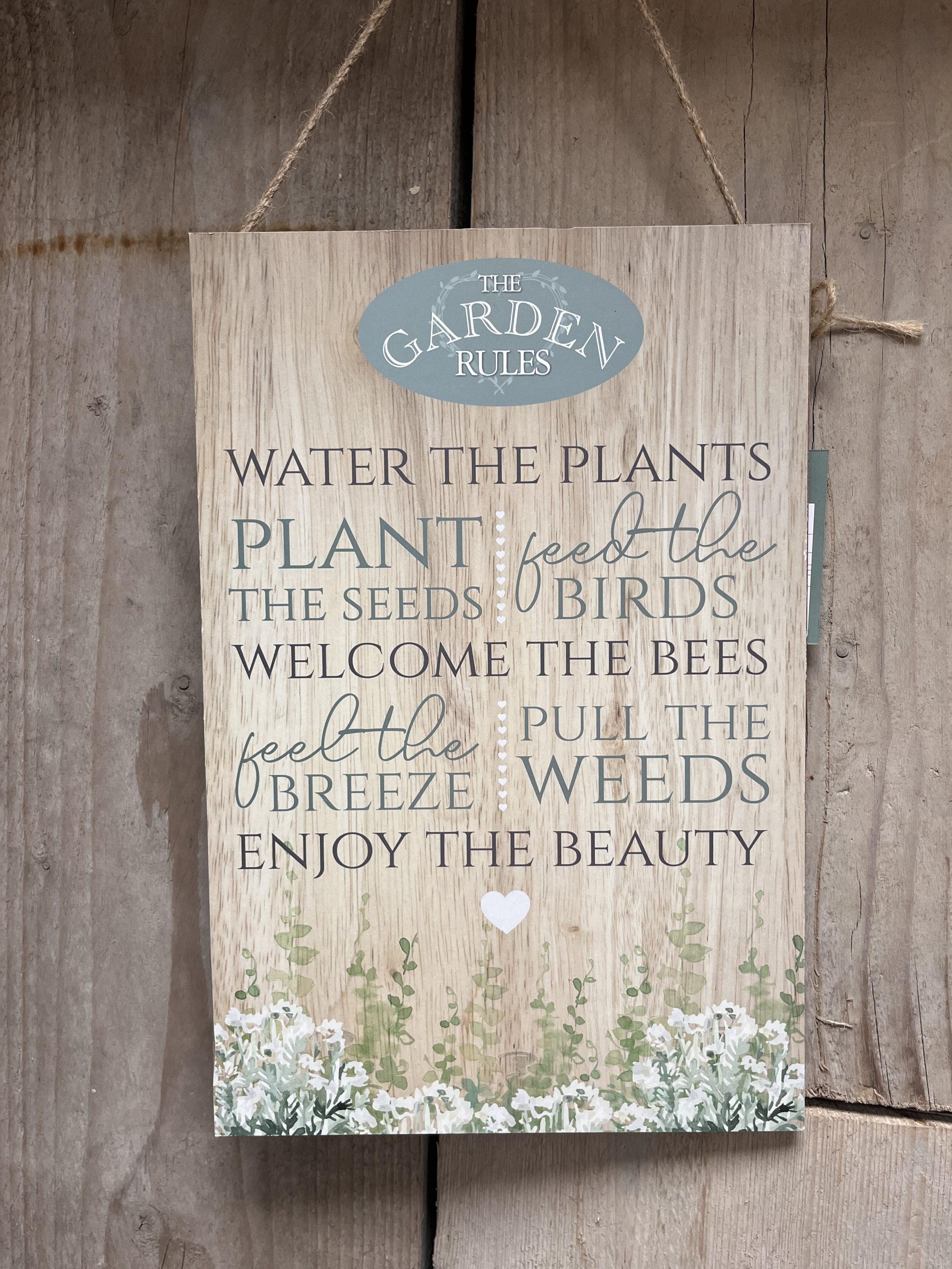 Garden Rules, Wooden Sign