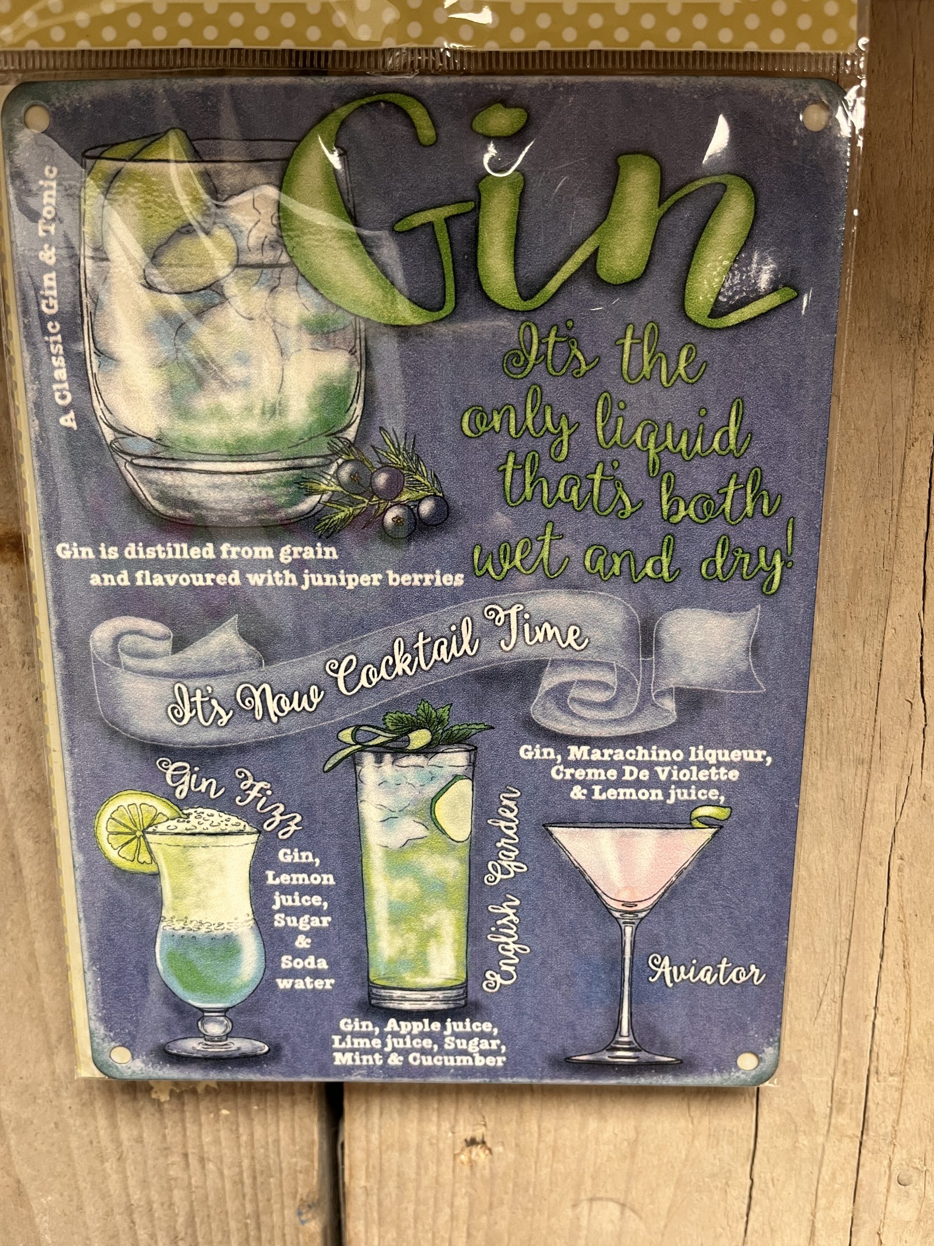 Gin, its the only liquid thats both wet & dry Metal Sign - Image 2